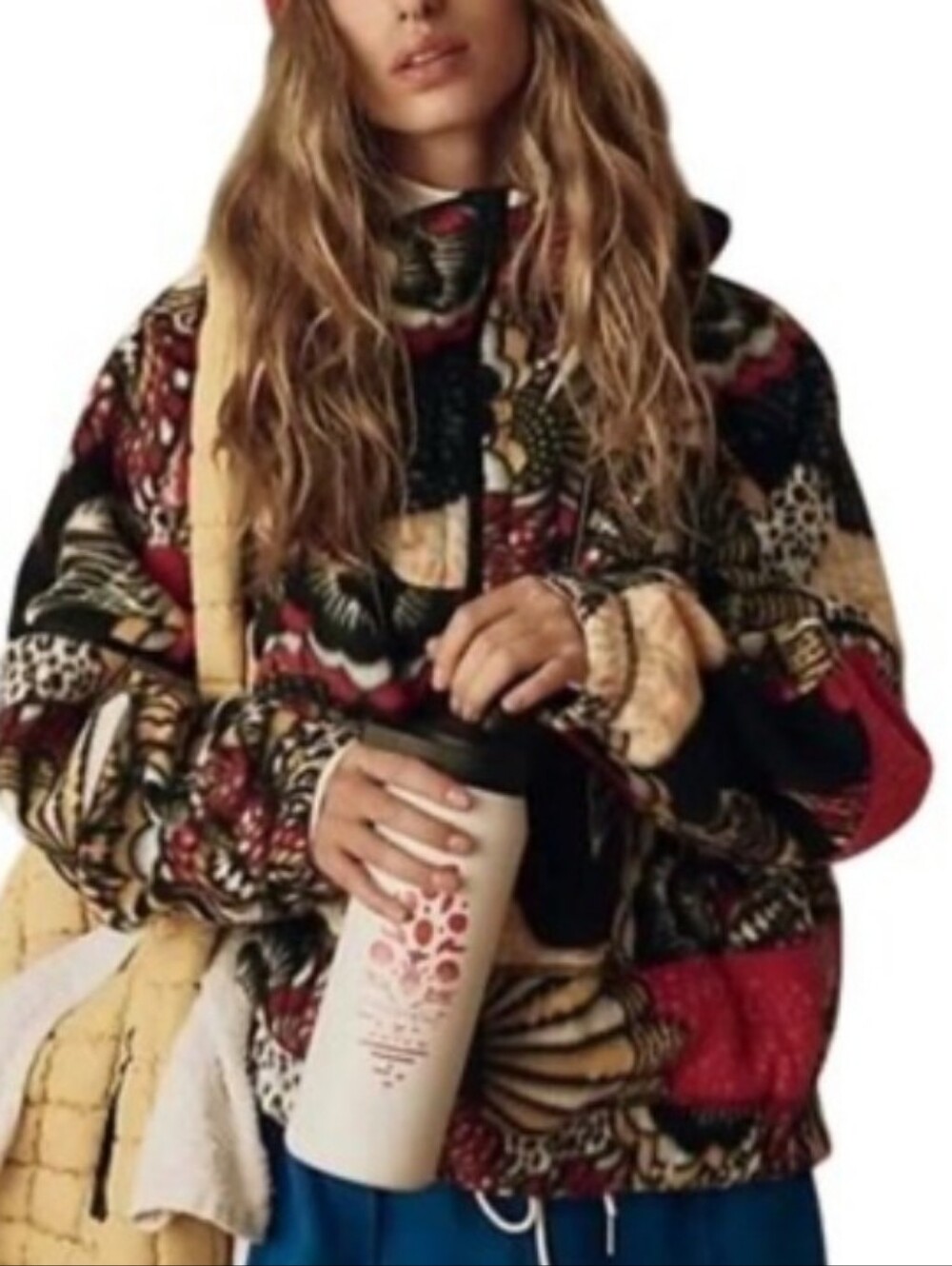 FREE PEOPLE Wild And Free Printed Hooded Fleece Jacket Wildflower Retro NWT RARE